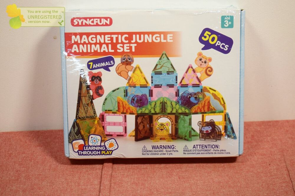Syncfun Magnetic Jungle Animal Tile Set, 50pc